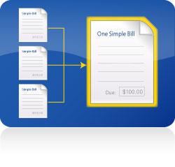 Diagram of 3 single bills consolidated into One Simple Bill